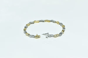 14K 2.00 Ctw Wavy White & Yellow Diamond Tennis Bracelet 6.5" Yellow Gold