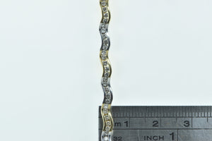 14K 2.00 Ctw Wavy White & Yellow Diamond Tennis Bracelet 6.5" Yellow Gold