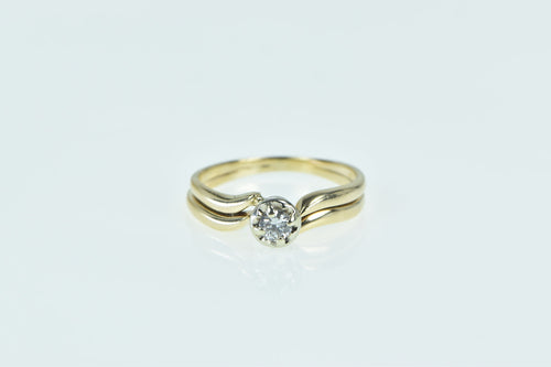 14K 0.17 Ct Diamond Engagement Bridal Set Ring Yellow Gold