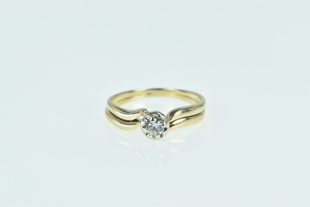 14K 0.17 Ct Diamond Engagement Bridal Set Ring Yellow Gold