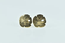 Load image into Gallery viewer, 14K Sand Dollar Sea Shell Beam Motif Stud Earrings Yellow Gold