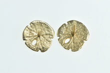 Load image into Gallery viewer, 14K Sand Dollar Sea Shell Beam Motif Stud Earrings Yellow Gold