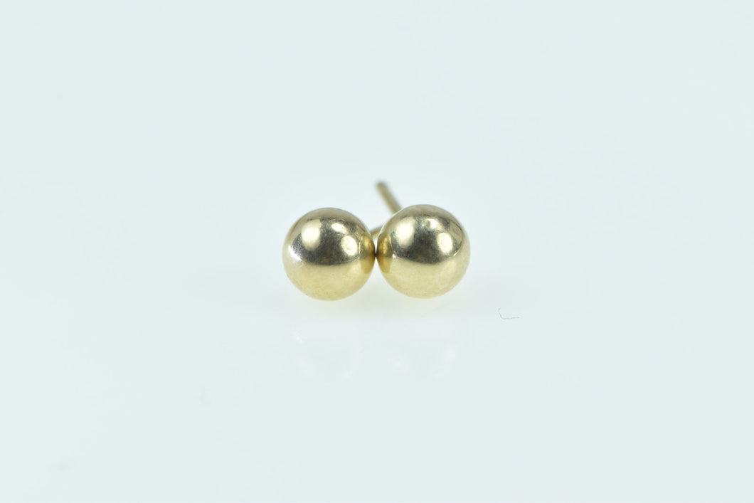 14K 5mm Vintage Round Classic Ball Stud Earrings Yellow Gold