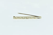 Load image into Gallery viewer, 14K Seed Pearl Enamel Greek Wave Bar Pin/Brooch Yellow Gold