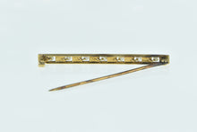 Load image into Gallery viewer, 14K Seed Pearl Enamel Greek Wave Bar Pin/Brooch Yellow Gold