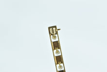 Load image into Gallery viewer, 14K Seed Pearl Enamel Greek Wave Bar Pin/Brooch Yellow Gold