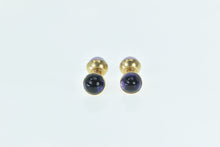 Load image into Gallery viewer, 14K Victorian Amethyst Cabochon Ornate Cuff Links Yellow Gold