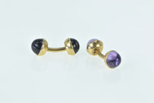 Load image into Gallery viewer, 14K Victorian Amethyst Cabochon Ornate Cuff Links Yellow Gold