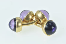 Load image into Gallery viewer, 14K Victorian Amethyst Cabochon Ornate Cuff Links Yellow Gold