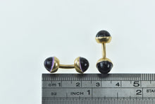 Load image into Gallery viewer, 14K Victorian Amethyst Cabochon Ornate Cuff Links Yellow Gold