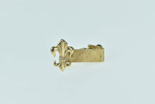 Load image into Gallery viewer, 14K Fleur De Lis Diamond Squared Vintage Clip Tie Bar Yellow Gold