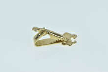 Load image into Gallery viewer, 14K Fleur De Lis Diamond Squared Vintage Clip Tie Bar Yellow Gold