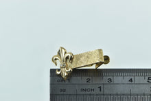 Load image into Gallery viewer, 14K Fleur De Lis Diamond Squared Vintage Clip Tie Bar Yellow Gold