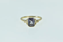 Load image into Gallery viewer, 10K Victorian Emerald Cut Amethyst Ornate Ring Yellow Gold