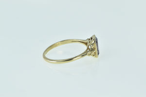 10K Victorian Emerald Cut Amethyst Ornate Ring Yellow Gold