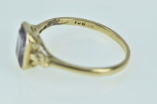 Load image into Gallery viewer, 10K Victorian Emerald Cut Amethyst Ornate Ring Yellow Gold