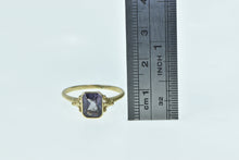 Load image into Gallery viewer, 10K Victorian Emerald Cut Amethyst Ornate Ring Yellow Gold