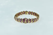 Load image into Gallery viewer, 14K 10.00 Ctw Diamond Syn. Ruby Striped Encrusted Bracelet 6.5&quot; Yellow Gold