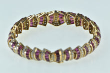 Load image into Gallery viewer, 14K 10.00 Ctw Diamond Syn. Ruby Striped Encrusted Bracelet 6.5&quot; Yellow Gold