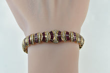 Load image into Gallery viewer, 14K 10.00 Ctw Diamond Syn. Ruby Striped Encrusted Bracelet 6.5&quot; Yellow Gold