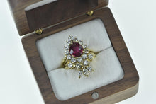 Load image into Gallery viewer, 18K 3.30 Ctw Ruby Diamond Halo Engagement Set Ring Yellow Gold