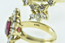 Load image into Gallery viewer, 18K 3.30 Ctw Ruby Diamond Halo Engagement Set Ring Yellow Gold