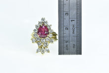 Load image into Gallery viewer, 18K 3.30 Ctw Ruby Diamond Halo Engagement Set Ring Yellow Gold