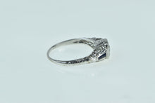 Load image into Gallery viewer, 14K 0.20 Ct Diamond Sapphire Art Deco Engagement Ring White Gold