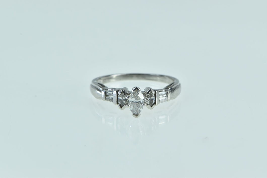 Platinum 0.50 Ctw Marquise Diamond Engagement Ring
