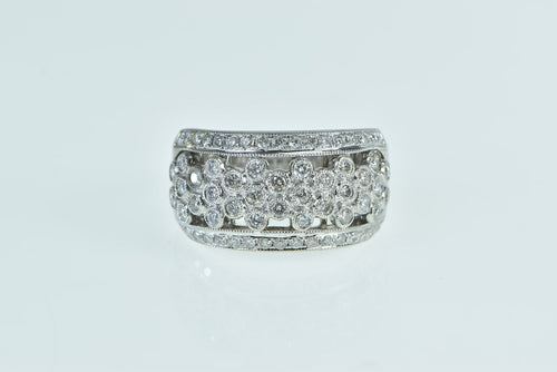 10K 0.50 Ctw Diamond Pave Flower Honeycomb Ring White Gold