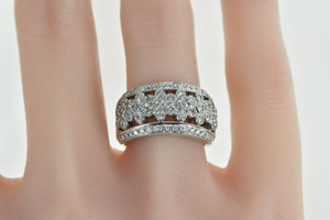 10K 0.50 Ctw Diamond Pave Flower Honeycomb Ring White Gold