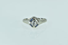 Load image into Gallery viewer, 18K 0.30 Ctw Diamond Sapphire Art Deco Engagement Ring White Gold