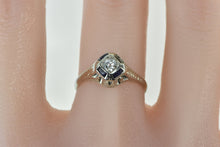 Load image into Gallery viewer, 18K 0.30 Ctw Diamond Sapphire Art Deco Engagement Ring White Gold