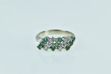 Load image into Gallery viewer, 14K Emerald Diamond Vintage Statement Slanted Ring White Gold