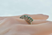 Load image into Gallery viewer, 14K Emerald Diamond Vintage Statement Slanted Ring White Gold