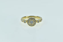 Load image into Gallery viewer, 14K Round Diamond Halo Promise Engagement Ring Yellow Gold