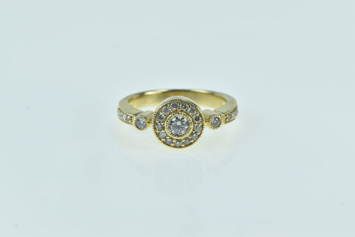 14K Round Diamond Halo Promise Engagement Ring Yellow Gold