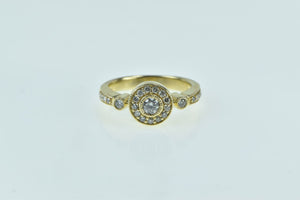 14K Round Diamond Halo Promise Engagement Ring Yellow Gold