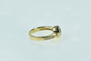 14K Round Diamond Halo Promise Engagement Ring Yellow Gold