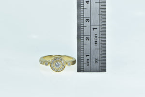 14K Round Diamond Halo Promise Engagement Ring Yellow Gold