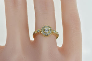 14K Round Diamond Halo Promise Engagement Ring Yellow Gold