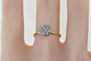 14K 0.25 Ctw Diamond Vintage Cluster Engagement Ring Yellow Gold