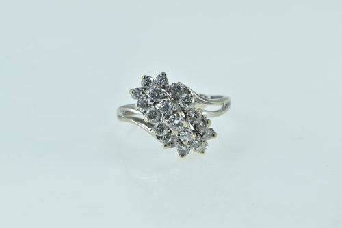 14K 1.00 Ctw Diamond Vintage Cluster Bypass Ring White Gold
