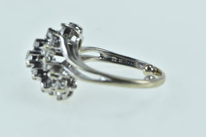 14K 1.00 Ctw Diamond Vintage Cluster Bypass Ring White Gold