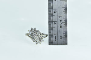 14K 1.00 Ctw Diamond Vintage Cluster Bypass Ring White Gold