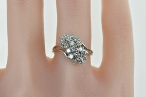 14K 1.00 Ctw Diamond Vintage Cluster Bypass Ring White Gold
