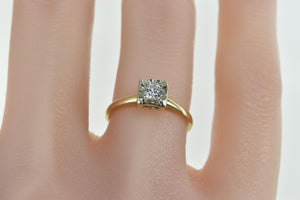 14K 0.20 Ct Vintage 1940's Solitaire Engagement Ring Yellow Gold