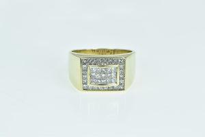 14K 2.00 Ctw Diamond Squared Men's Statement Ring Yellow Gold