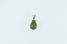 Load image into Gallery viewer, 14K Pear Nephrite Cabochon Vintage Statement Pendant Yellow Gold