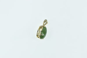 14K Pear Nephrite Cabochon Vintage Statement Pendant Yellow Gold